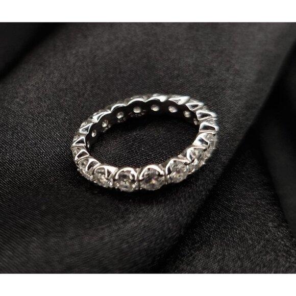 Sterling Silver 925 JAS Turkey Signed Eternity Ring With Sparkling Cubic Zirconi - Picture 3 of 3